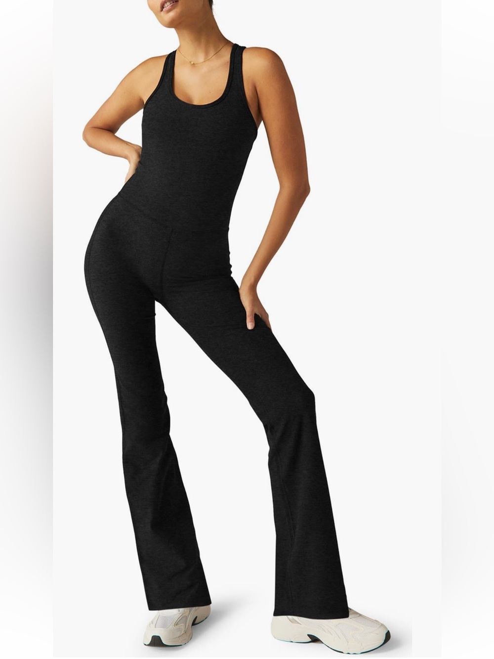 NWT beyond yoga Black Stretch Racerback Jumpsuit Pants